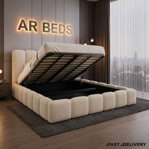 Luxury teddy boucle bed - bed, frame