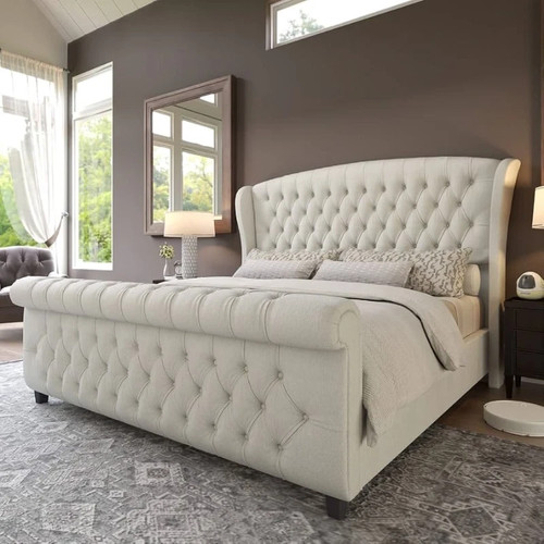 Sleigh bed frame plush velvet - sleigh,