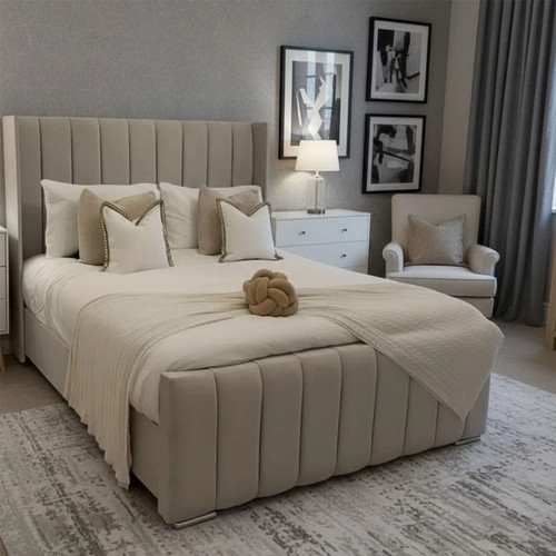 Panel winged upholstered bed - panel,