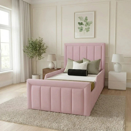 Panel upholstered kids bed - upholstered,