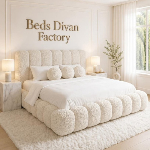 Ottoman boucle teddy bed frame - boucle,