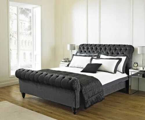 Bed craft scroll velvet sleigh - scroll,