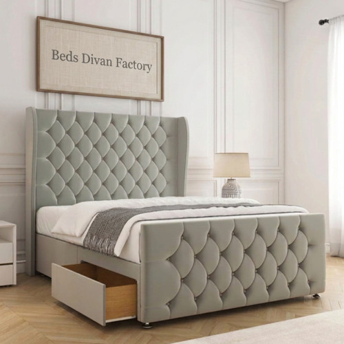 Chesterfield winged divan bed - winged,