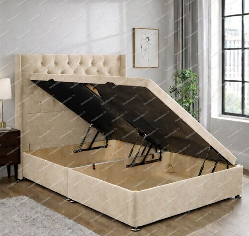 Plush velvet ottoman divan - velvet, bed