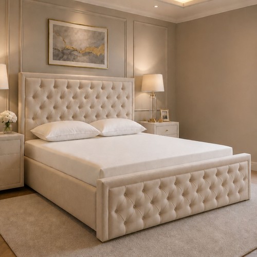 Chesterfield bed frame plush - bed,