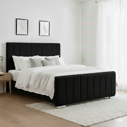 Plush velvet upholstered bed - upholstered,