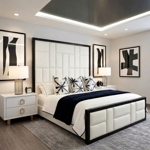 High headboard black border - high,