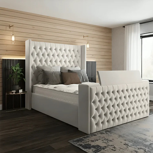 Chesterfield winged bed - winged, tv